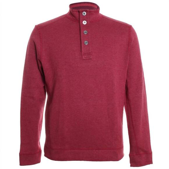 NEW TOMMY BAHAMA men's new flip coast snap mock sweater in aged claret